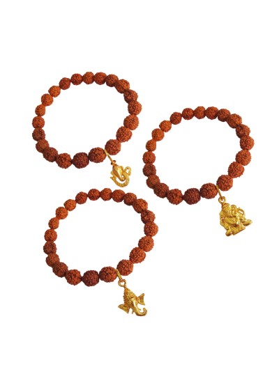 Lord Ganesha Charm Rudraksha Bracelet Combo